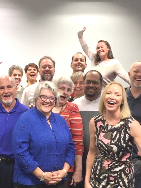 Elizabeth Cantey with a joyful workshop group